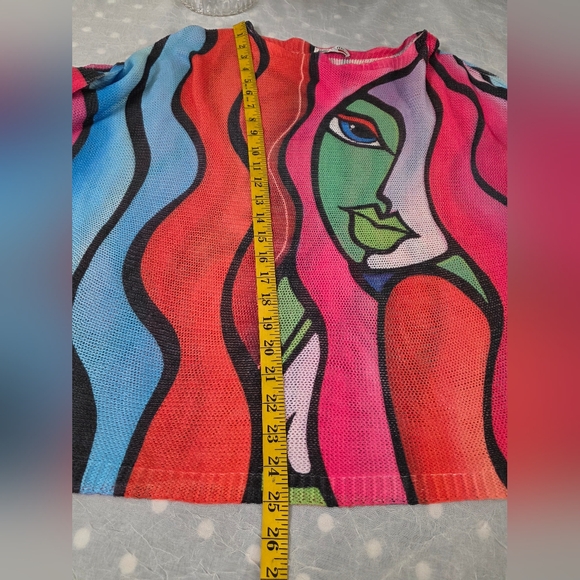 Made In Italy Colorful Abstract Face Print Women's Top One Size . - Picture 7 of 7